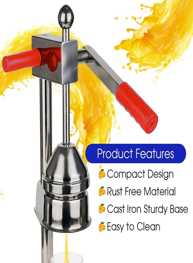 KARP Hand Press Juicer | Heavy Duty 100% Stainless Steel Manual Citrus Juicer and Orange Squeezer For Lemon, Lime & More - Red Color - Image 5